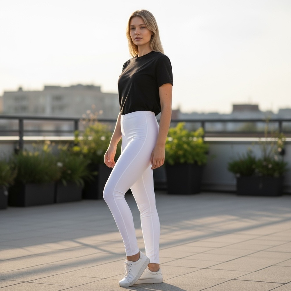 White Stretch Skinny Shiny Active Yoga High Rise
Elastic Leggings Pants
New